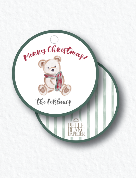 Teddy Bear and Plaid Christmas Gift Tags